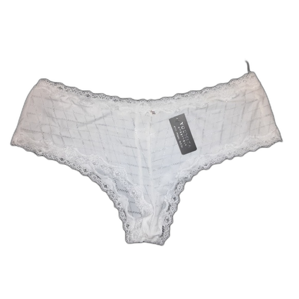 Youmita 2X Soft Check Jacquard White Hipster NWT